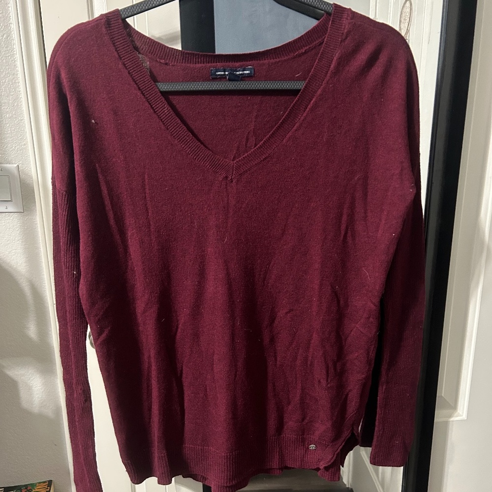 American Eagle Sweater - Burgundy, V-Neck